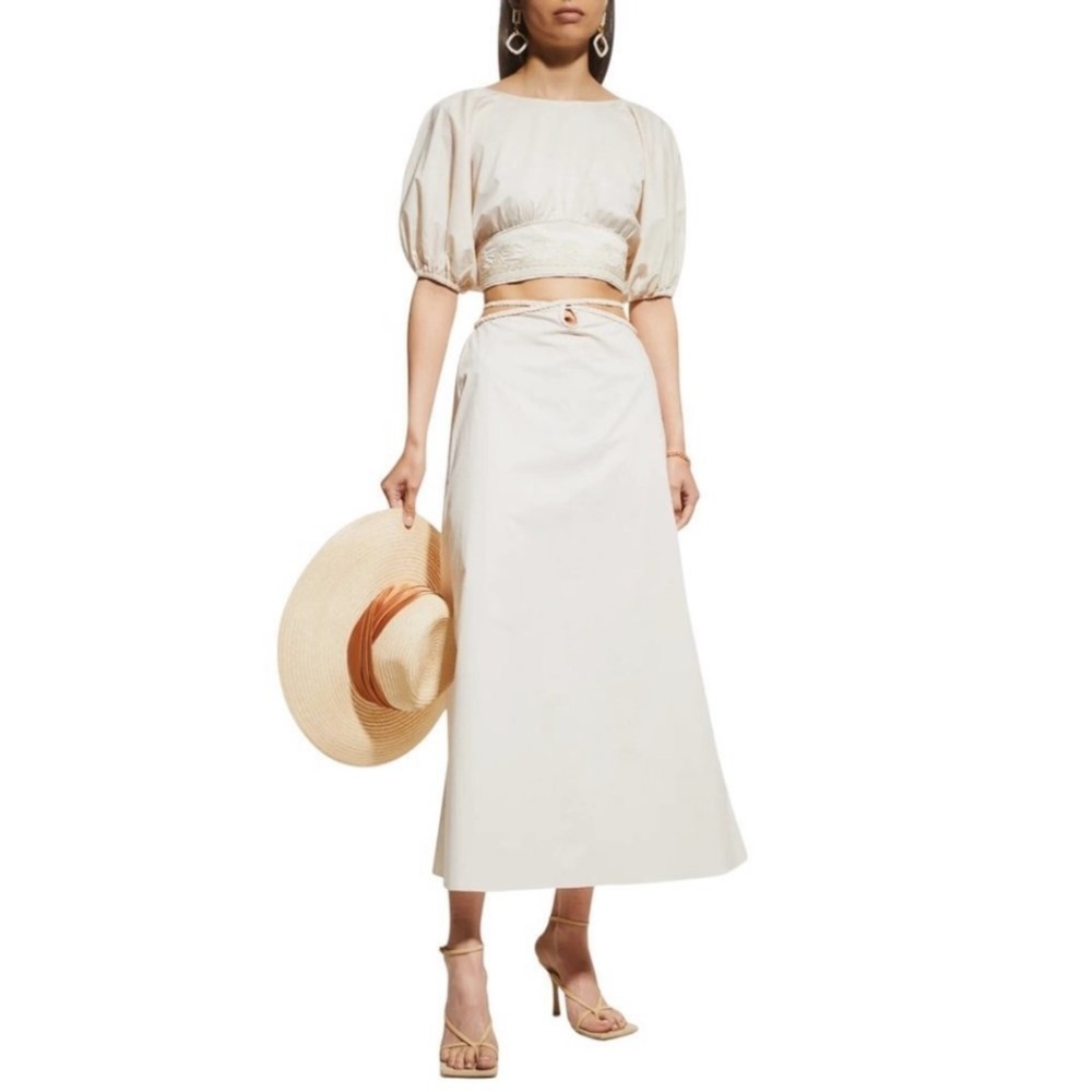 Johanna Ortiz Women’s‎ Cream White Mother Nature Midi Skirt Size Small